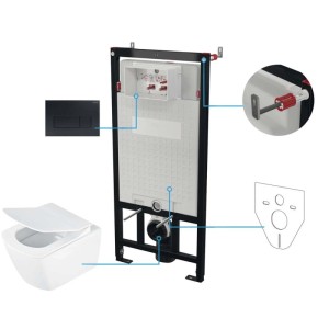 Set WC sospeso a parete Song 6 in 1 bianco nero