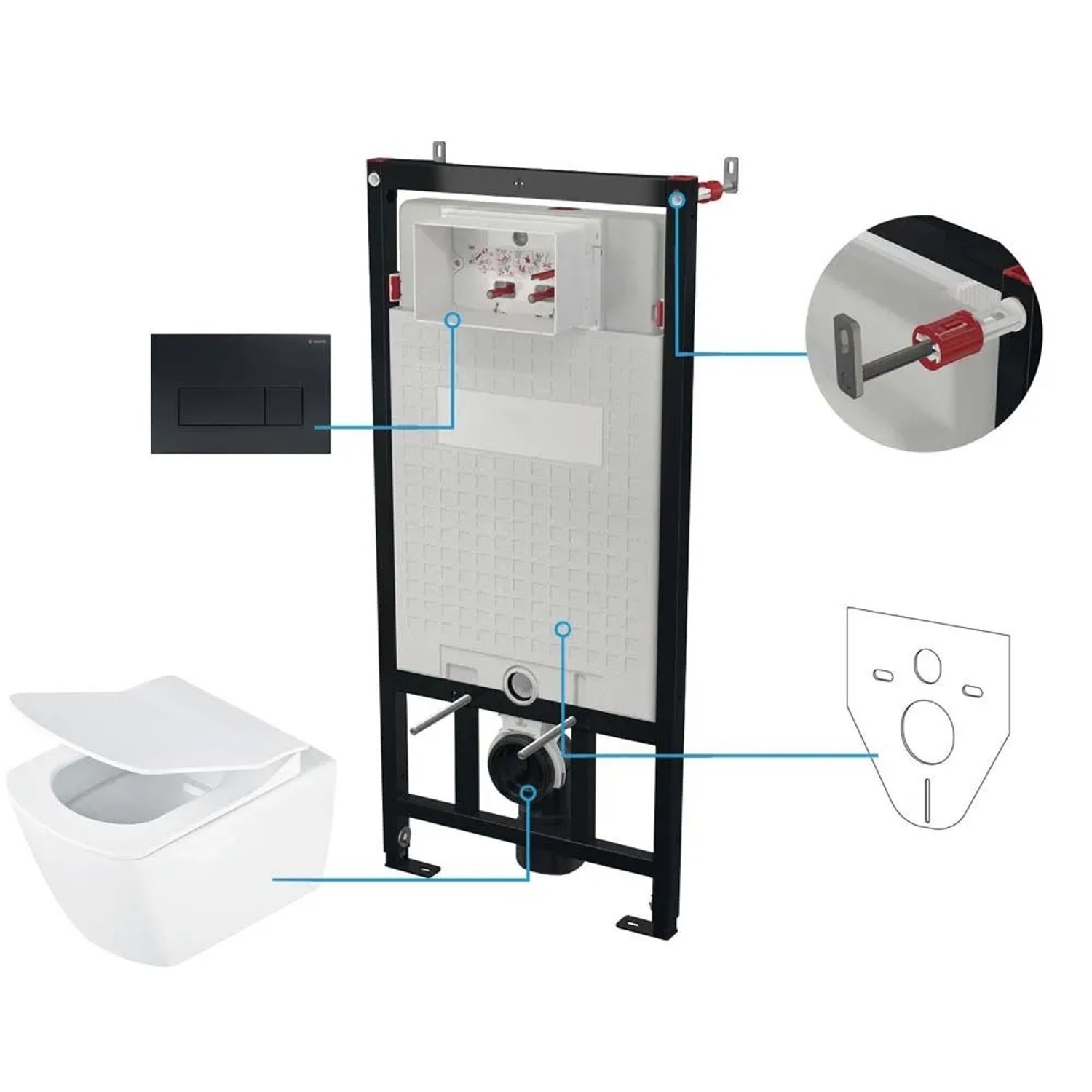 Set WC sospeso a parete Song 6 in 1 bianco nero