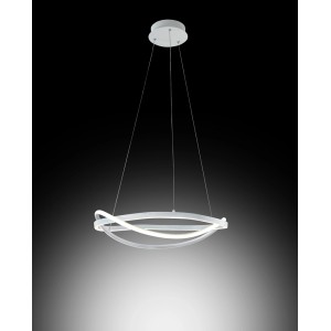 Moderna lampada a sospensione a LED bianca t.b.t. per interni.
