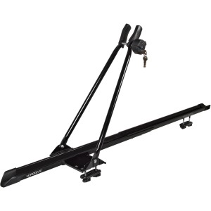 Portabici nero per tetto auto, facile da montare.