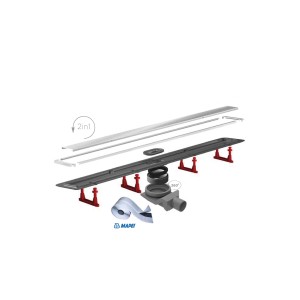 Canalina doccia t.b.t. con accessori, incluso nastro sigillante di Mapei.