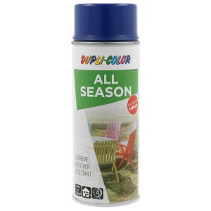 Vernice spray blu Dupli-Color All Season per interni ed esterni.
