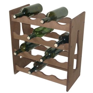 Portabottiglie in legno marrone per 6 bottiglie. Pratico.