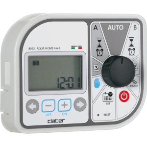Claber programmatore per irrigazione Aqua-Home 4-6-8 per il controllo dell'irrigazione del giardino.