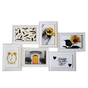 Cornice multipla bianca per 6 foto, ideale come cornice decorativa.