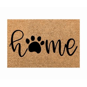 Tappeto con stampa "Home" e impronta di zampa per amanti degli animali.