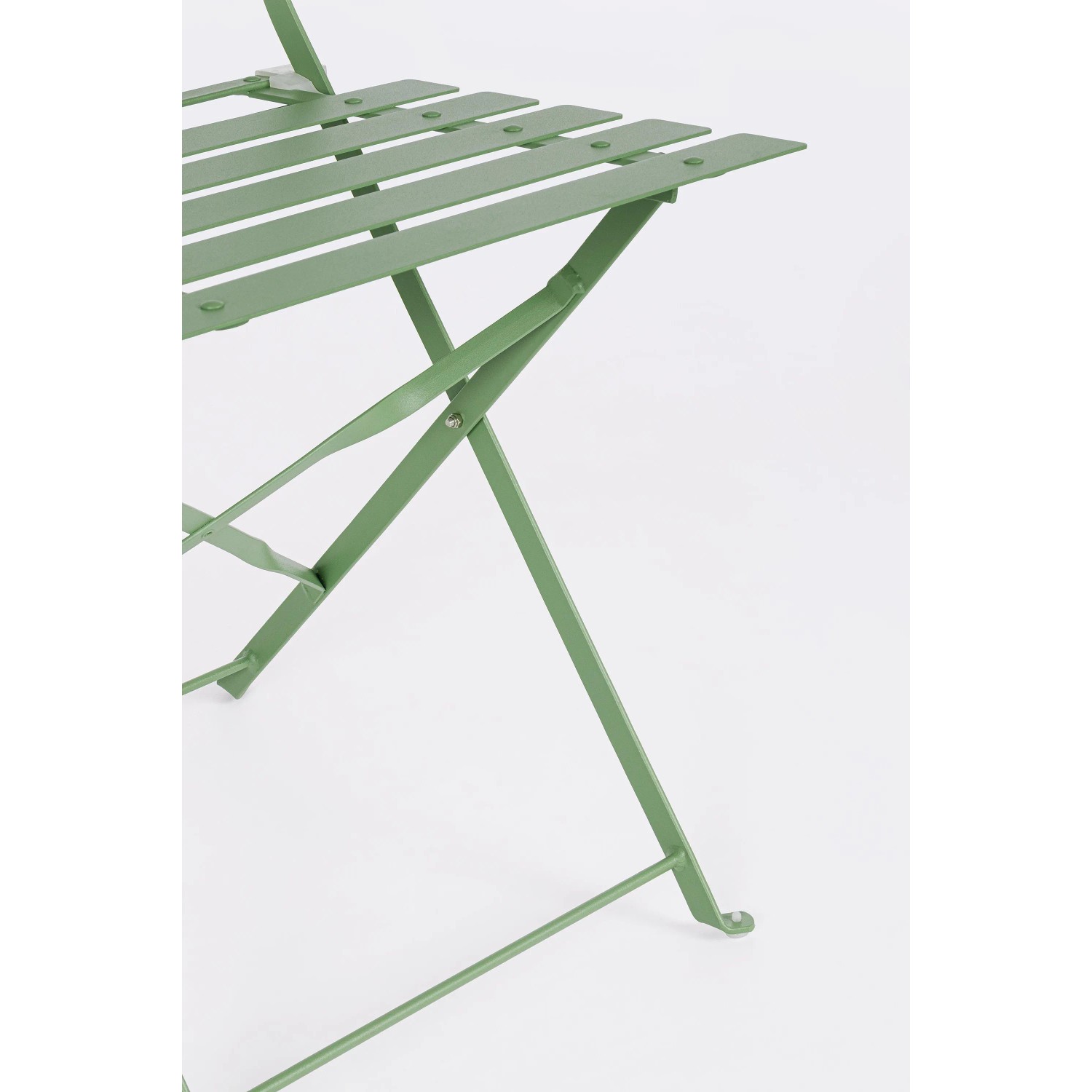 Dettaglio: Sedia pieghevole verde del set bistrot AUSTIN, mobili da giardino per patio e balcone.