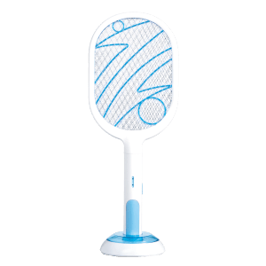 Racchetta elettrica antizanzare t.b.t. con stazione di ricarica, protezione insetti per interni.