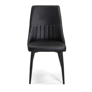 Sedia imbottita nera t.b.t. con rivestimento in similpelle e gambe dritte.