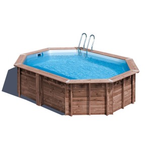 Piscina fuori terra in legno ovale Gre Bambu 2 da 535x335 H136 cm