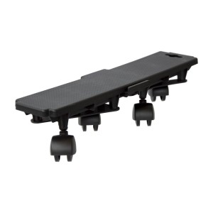 Pianale di trasporto nero t.b.t. con ruote per un facile spostamento.