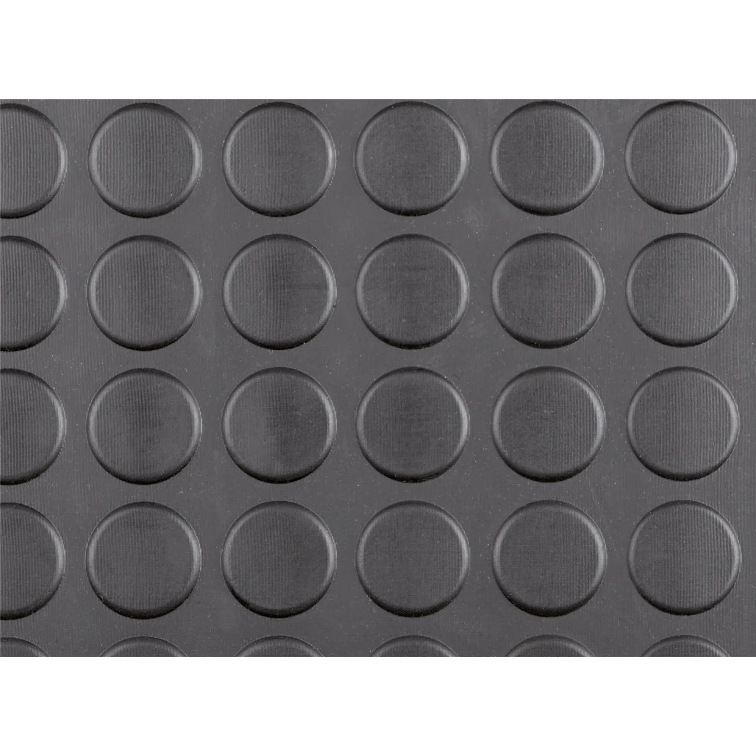 Piastrella per pavimenti in PVC nero con motivo a borchie antiscivolo.