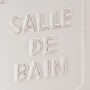 Dettaglio: scritta "Salle de Bain" su un portaspazzolino t.b.t.