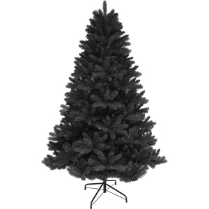 Albero di Natale artificiale, 150 cm, aghi neri, incluso supporto in metallo.