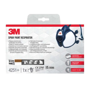 Maschera 3M 4251+ A1P2, respiratore blu scuro per verniciatura a spruzzo.
