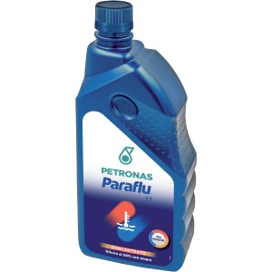 Concentrato refrigerante Petronas Paraflu in flacone blu per la cura dell'auto.