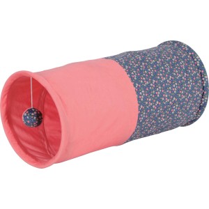 Tunnel per gatti t.b.t. con palla gioco, rosa e blu a fiori.