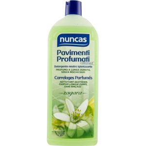 Nuncas Pavimenti Profumati detergente pavimenti, profumo Zagara, in flacone verde.