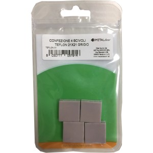 Confezione di feltrini t.b.t. grigi, 21x21 mm, 4 pezzi. Scivoli per mobili per pavimenti lisci.