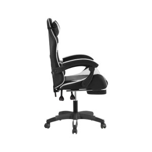Sedia gaming reclinabile con poggiapiedi e supporto lombare nero/bainco