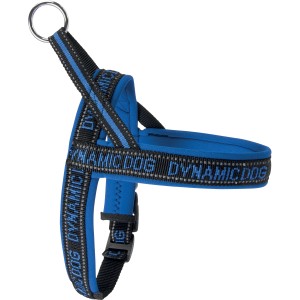 Pettorina per cani t.b.t. blu con fettuccia nera e scritta DYNAMIC DOG.