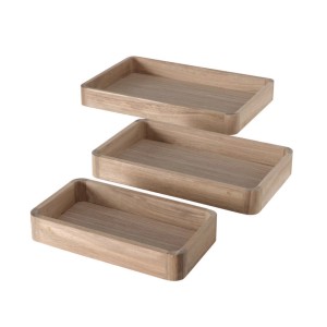 Set di 3 vassoi decorativi in legno, ideali per decorazioni natalizie.