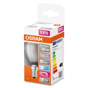 Lampadina LED E14 Osram, dimmerabile, bianco freddo, 4,8W (equiv. 40W).
