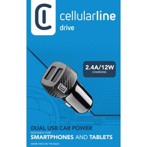 Caricatore USB doppio per auto di t.b.t. per caricare smartphone e tablet.