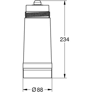 Disegno tecnico Grohe Filter S-Size Blue: cartuccia filtro con dimensioni 234 mm di altezza e 88 mm di diametro.