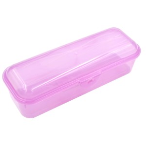 Contenitore trasparente rosa per cucina.