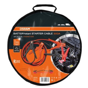 Cavi di avviamento Osram 300A per auto fino a 3,5L, in borsa.