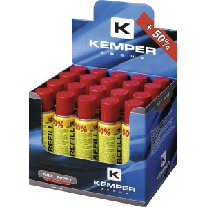 Display di cartucce di ricarica t.b.t. per accessori per saldatura con tappo rosso.