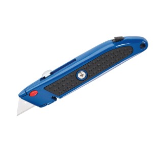 Cutter universale LUX Classic blu con lama trapezoidale.