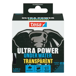 Confezione nastro riparatore Tesa Ultra Power Under Water, trasparente, 1,5 m x 5 cm.