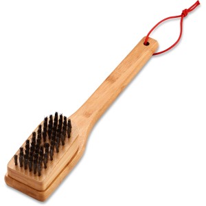 Spazzola per griglia Weber con manico in bambù, 30 cm, per pulire griglie a carbone.
