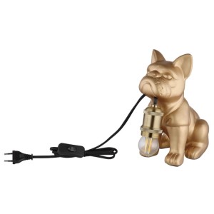 Lampada da tavolo DOGO forma di cucciolo di cane ceramica oro satinata