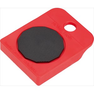 Rotella per mobili rossa, portata 150 kg, con piattaforma girevole per un facile trasporto.