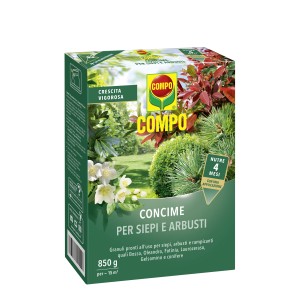 Concime per conifere COMPO per siepi e arbusti, confezione da 850g.