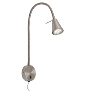 Briloner LED Lampada da letto Comfort Light, 45 cm, nickel opaco, con braccio flessibile.
