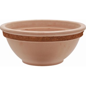 Ciotola per fiori t.b.t. in terracotta con fascia decorativa.