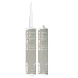 Kerakoll Silicone Color, sigillante per ceramiche, mosaici e piscine, cartuccia grigia.