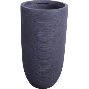 Vaso per piante Lille grigio scuro, Ø 35,5 cm x 69 cm, in argilla fibrosa con texture ruvida per interni ed esterni.