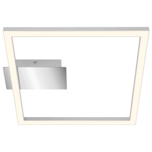 Plafoniera LED Brilo Nici, argento, luce bianca calda, design squadrato.