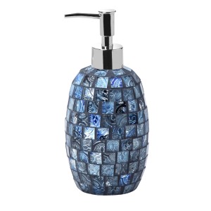 Dispenser sapone t.b.t. blu con motivo a mosaico.