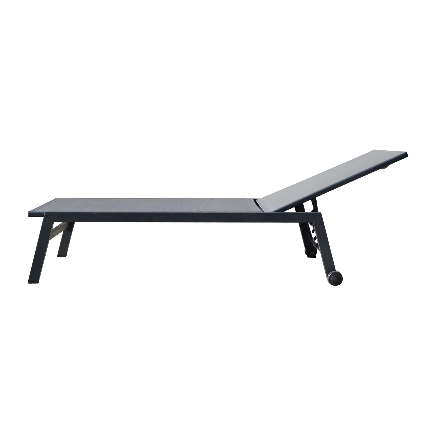Lettino prendisole grigio t.b.t. con schienale regolabile e ruote.