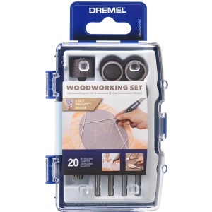 Dremel Set per la lavorazione del legno 681, 20 pezzi, in custodia trasparente.