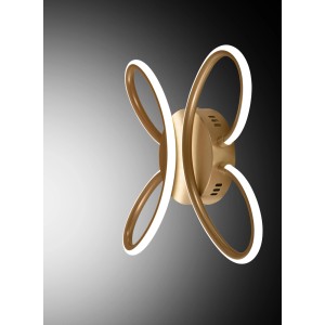Applique LED moderna color oro con design curvo per un'illuminazione d'atmosfera.