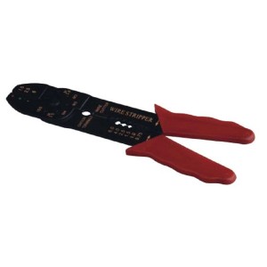 Pinze t.b.t. per spellare e tagliare cavi con manici rossi.