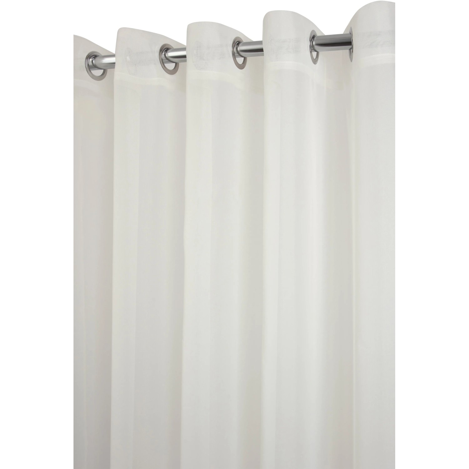 Tenda in tessuto bianca e trasparente con occhielli per l'appendimento. Ideale come schermo per la privacy leggera.