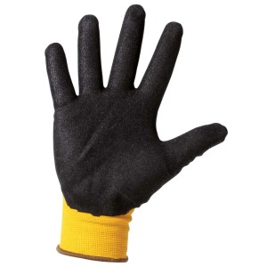 Guanto da lavoro t.b.t. nero con polsino giallo.